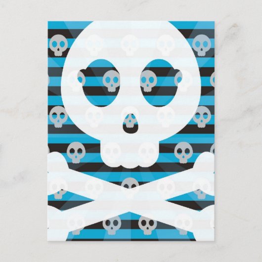 Briefkaart van Blauwe Pirate Skull (Voorkant)