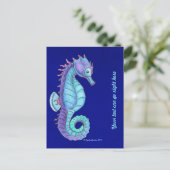 Briefkaart van blauwe Zeeen paarden (Staand voorkant)