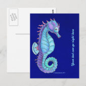 Briefkaart van blauwe Zeeen paarden (Voorkant / Achterkant)