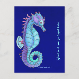 Briefkaart van blauwe Zeeen paarden