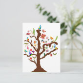 Briefkaart van bloemen en vogels (Staand voorkant)