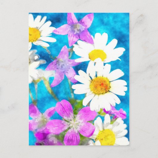 Briefkaart van bloemen in de waterverf (Voorkant)