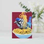 Briefkaart van Bluejay Eating Spaghetti (Staand voorkant)