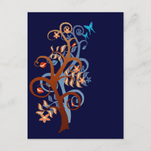 Briefkaart van bomen en vlinders