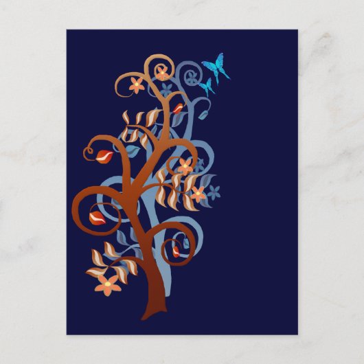 Briefkaart van bomen en vlinders (Voorkant)