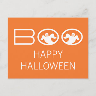 Briefkaart van Boo Halloween, Oranje en wit