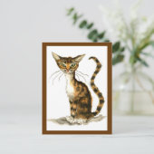 Briefkaart van bruin kattenschilderij (Staand voorkant)
