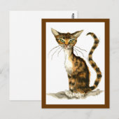 Briefkaart van bruin kattenschilderij (Voorkant / Achterkant)