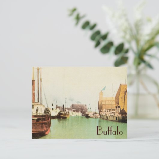  Briefkaart van Buffalo Harbor (Staand voorkant)