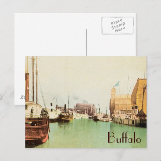  Briefkaart van Buffalo Harbor (Voorkant / Achterkant)