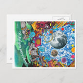 Briefkaart van buitenaardse wezens in de ruimte (Voorkant / Achterkant)