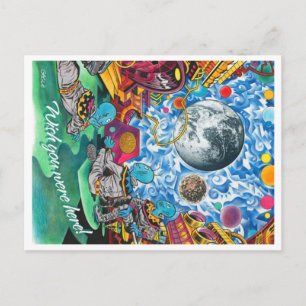 Briefkaart van buitenaardse wezens in de ruimte