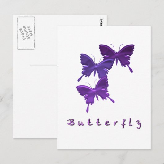 Briefkaart van Butterfly Trio (Voorkant / Achterkant)
