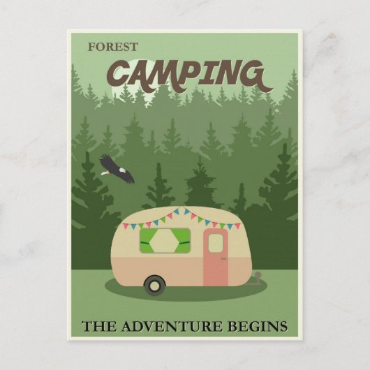 Briefkaart van Camping Vintage Travel Poster (Voorkant)