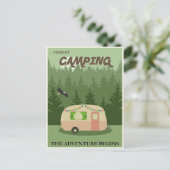 Briefkaart van Camping Vintage Travel Poster (Staand voorkant)
