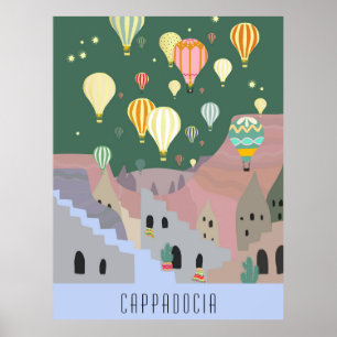 Briefkaart van Cappadocia Kapadokya Balloon Drea Poster