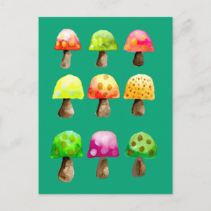 Briefkaart van champignons met een hoge kleur