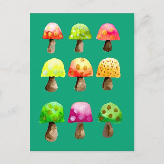 Briefkaart van champignons met een hoge kleur (Voorkant)