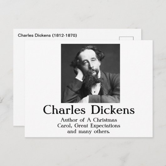 Briefkaart van Charles Dickens (Voorkant / Achterkant)