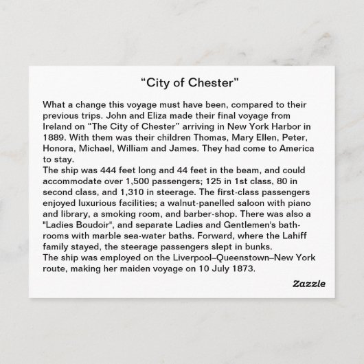 Briefkaart van Chester (Achterkant)