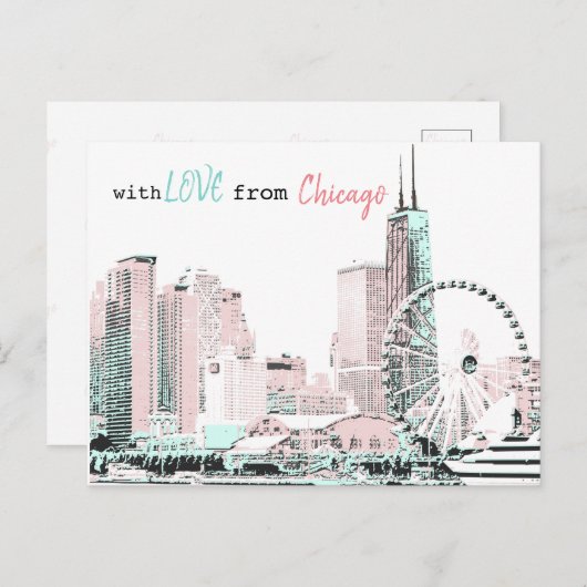 Briefkaart van Chicago (Voorkant / Achterkant)