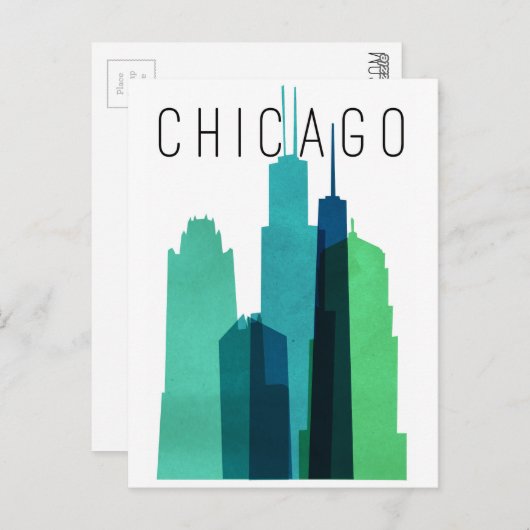 BRIEFKAART VAN CHICAGO (Voorkant / Achterkant)