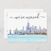 Briefkaart van Chicago Skyline Moving Announcement (Voorkant / Achterkant)