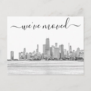 Briefkaart van Chicago Skyline Moving Announcement