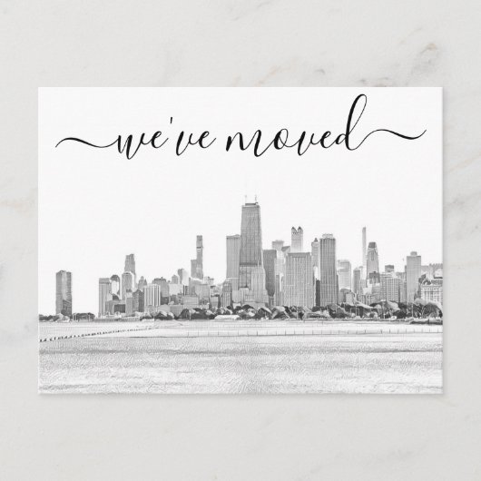 Briefkaart van Chicago Skyline Moving Announcement (Voorkant)