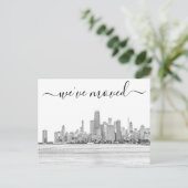 Briefkaart van Chicago Skyline Moving Announcement (Staand voorkant)