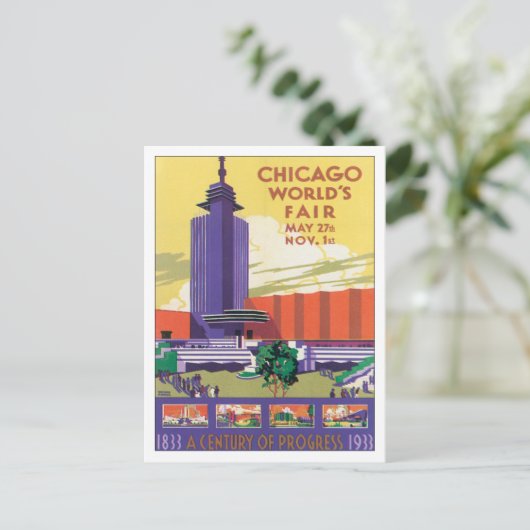  Briefkaart van Chicago World's Fair USA (Staand voorkant)