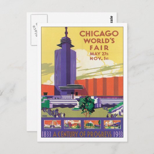  Briefkaart van Chicago World's Fair USA (Voorkant / Achterkant)