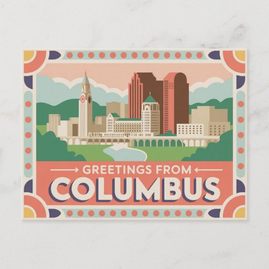  Briefkaart van Columbus | Groeten van (Voorkant)