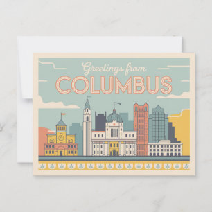  Briefkaart van Columbus   Groeten van