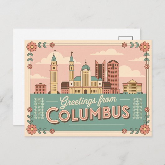  Briefkaart van Columbus | Groeten van (Voorkant / Achterkant)