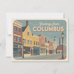  Briefkaart van Columbus   Groeten van