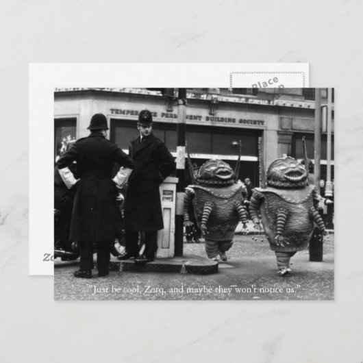 Briefkaart van Cool Aliens Halloween (Voorkant / Achterkant)