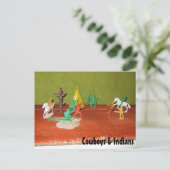 Briefkaart van cowboys en Indians (Staand voorkant)