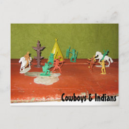 Briefkaart van cowboys en Indians