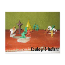Briefkaart van cowboys en Indians
