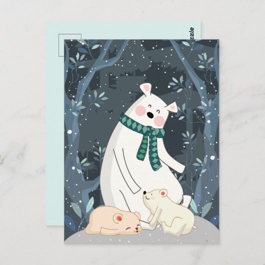 Briefkaart van Cute Polar Beren (Voorkant / Achterkant)