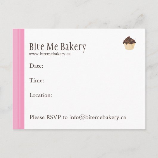 Briefkaart van cute roze bakkerij (Achterkant)