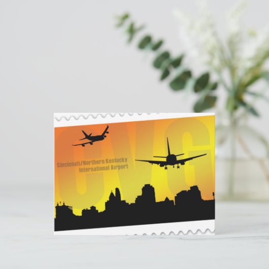 Briefkaart van CVG op de luchthaven Cincinnati (Staand voorkant)