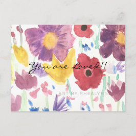 Briefkaart van dansende wilde bloemen