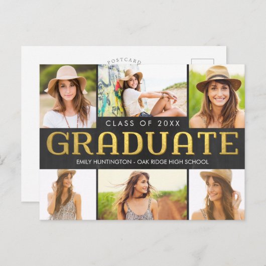 Briefkaart van de aankondiging van het Afstuderen (Voorkant / Achterkant)