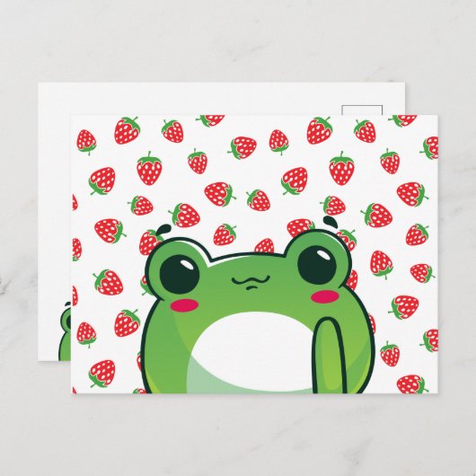 Briefkaart van de aardbeiboomkikker Kawaii (Voorkant / Achterkant)