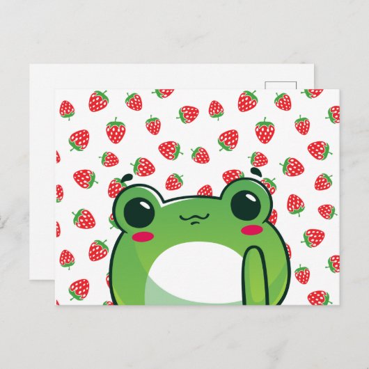 Briefkaart van de aardbeiboomkikker Kawaii (Voorkant / Achterkant)