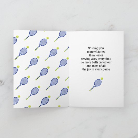 Briefkaart van de Ace Birthday Blue en green Tenni (Binnen)