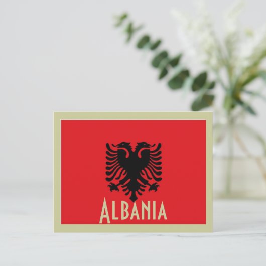 Briefkaart van de Albanese vlag (Staand voorkant)