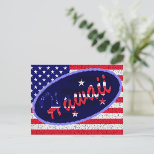 Briefkaart van de Amerikaanse vlag Hawaii (Staand voorkant)